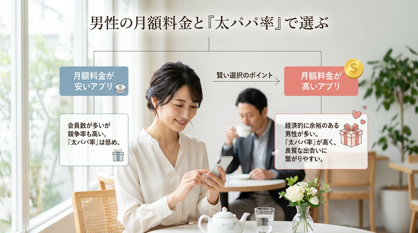 男性の月額料金と「太パパ率」で選ぶ