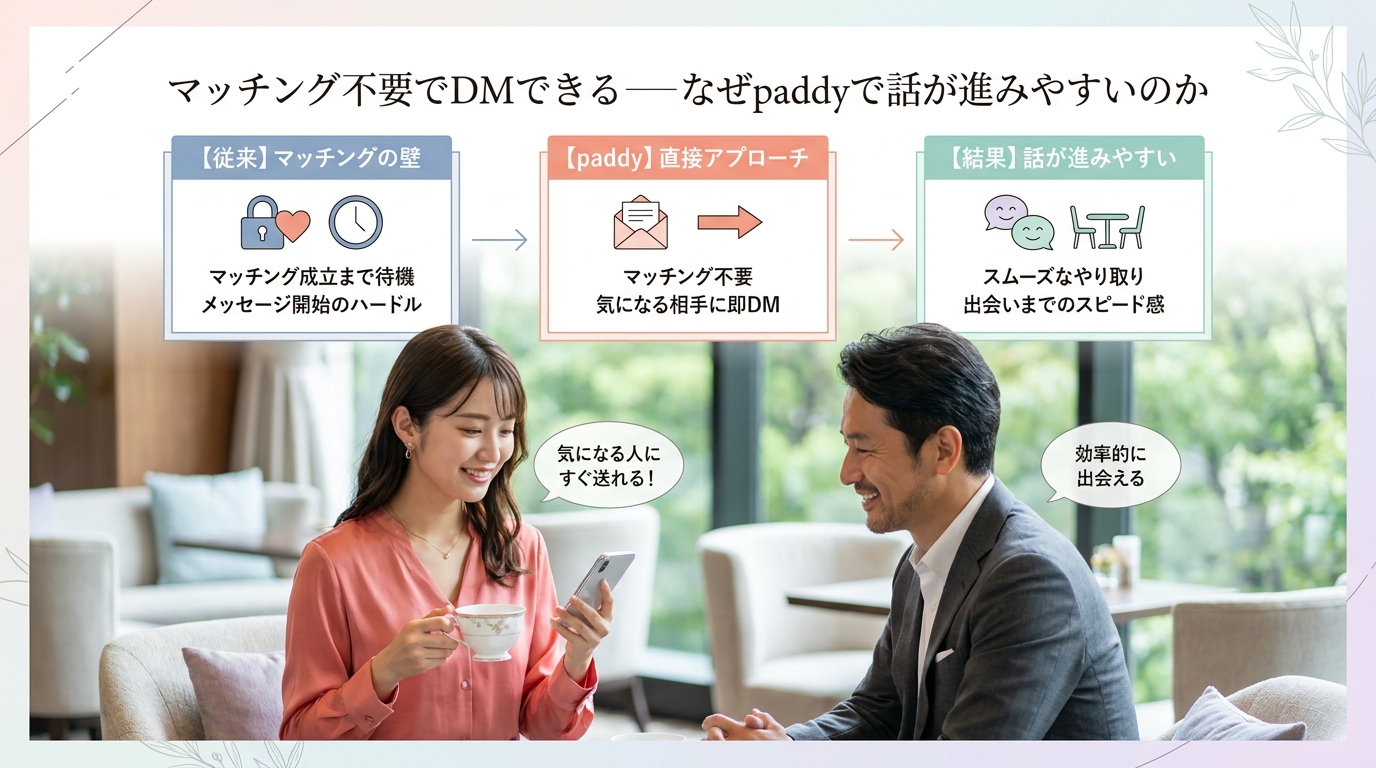 マッチング不要でDMできる——なぜpaddyで話が進みやすいのか
