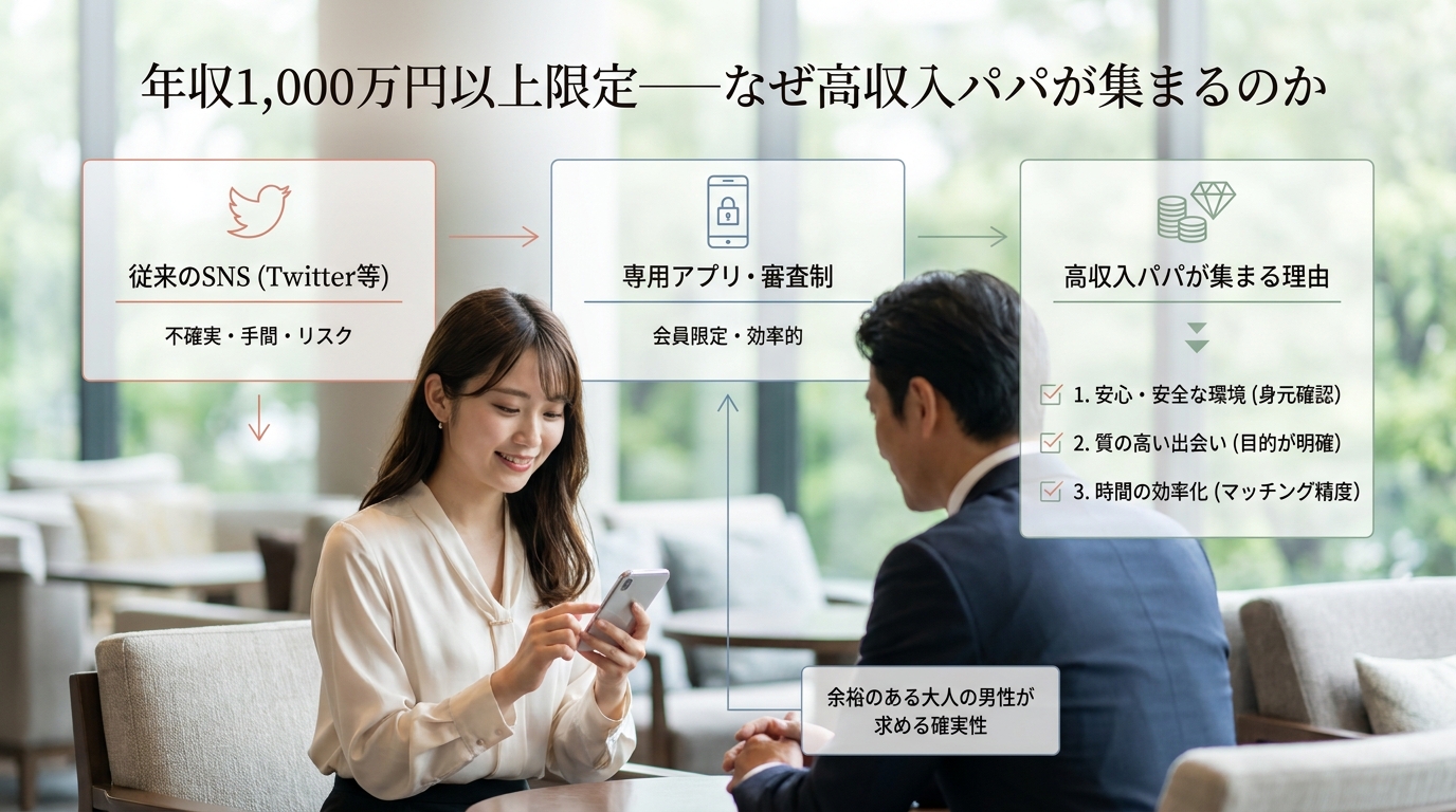 年収1,000万円以上限定——なぜ高収入パパが集まるのか