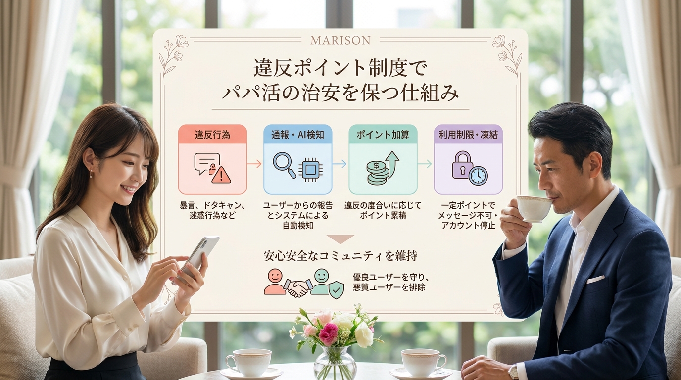 違反ポイント制度でパパ活の治安を保つ仕組み